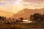 Albert Bierstadt Figures_in_a_Hudson_River_Landscape Sweden oil painting artist